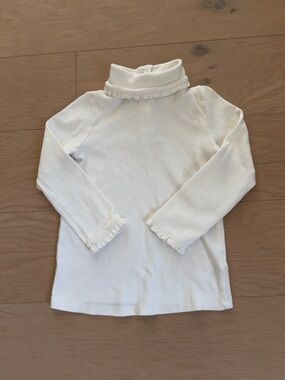 Jillian’s Closet girls white turtleneck long sleeve shirt w ruffles size 4T